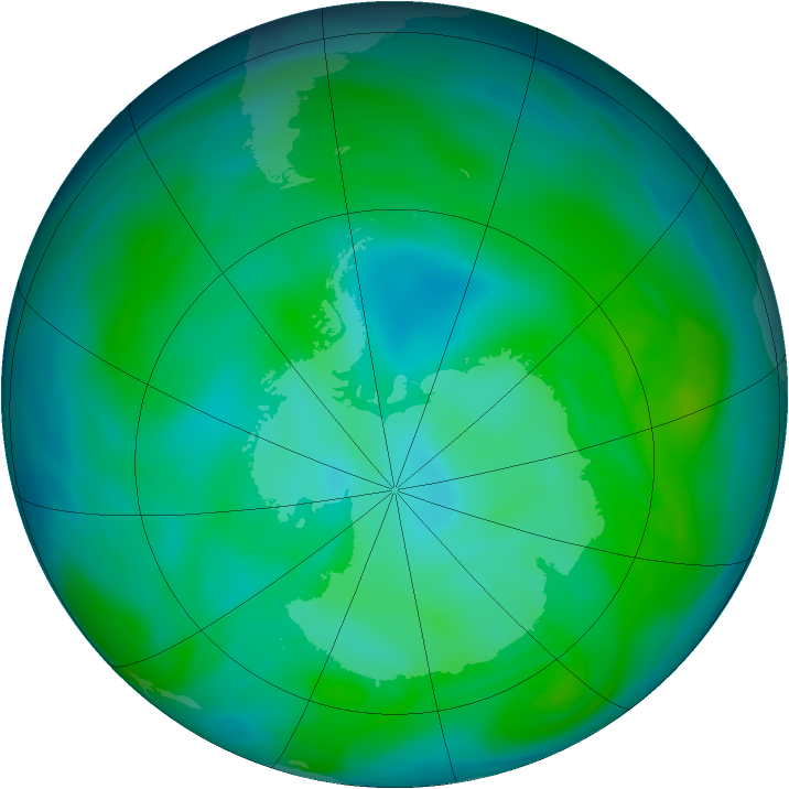 Antarctic ozone map for 19 December 2004